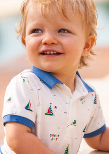 Mayoral Toddler Boy Small Print Polo Shirt