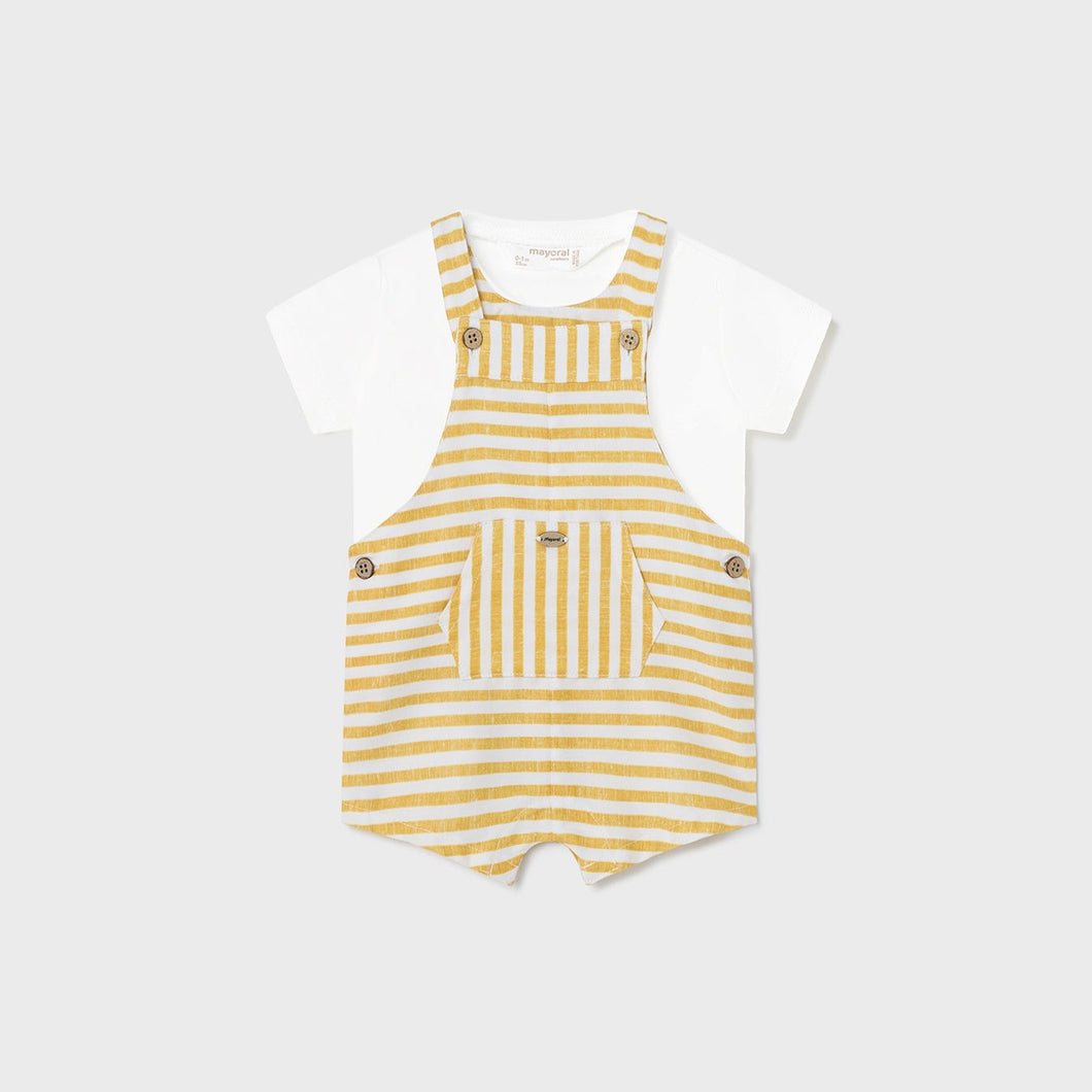 Mayoral Newborn Boy Striped Shortalls & Tshirt Set