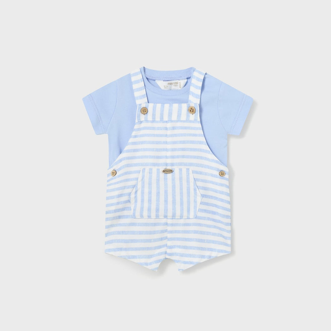 Mayoral Newborn Boy Striped Shortalls & Tshirt Set