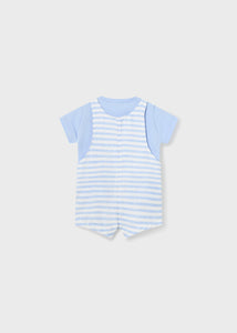 Mayoral Newborn Boy Striped Shortalls & Tshirt Set