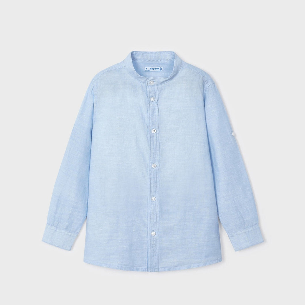 Mayoral Boy Linen Mao Collar Shirt