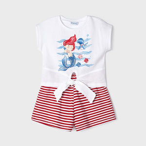 Mayoral Girl Striped Shorts & Tshirt Set