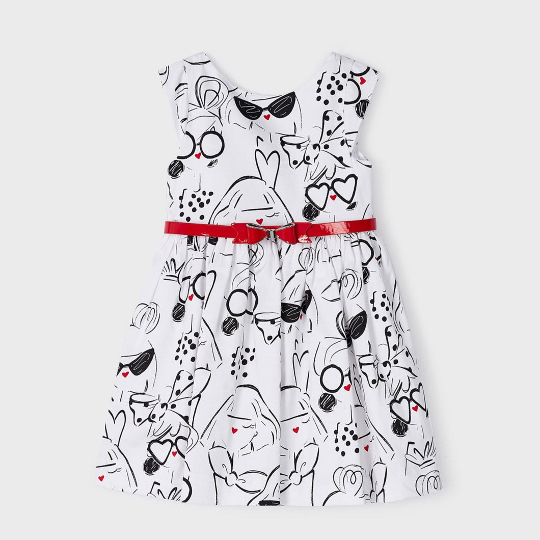 Mayoral Girl Printed Party Dress with Belt