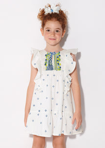 Mayoral Girl Embroidered Cotton Dress