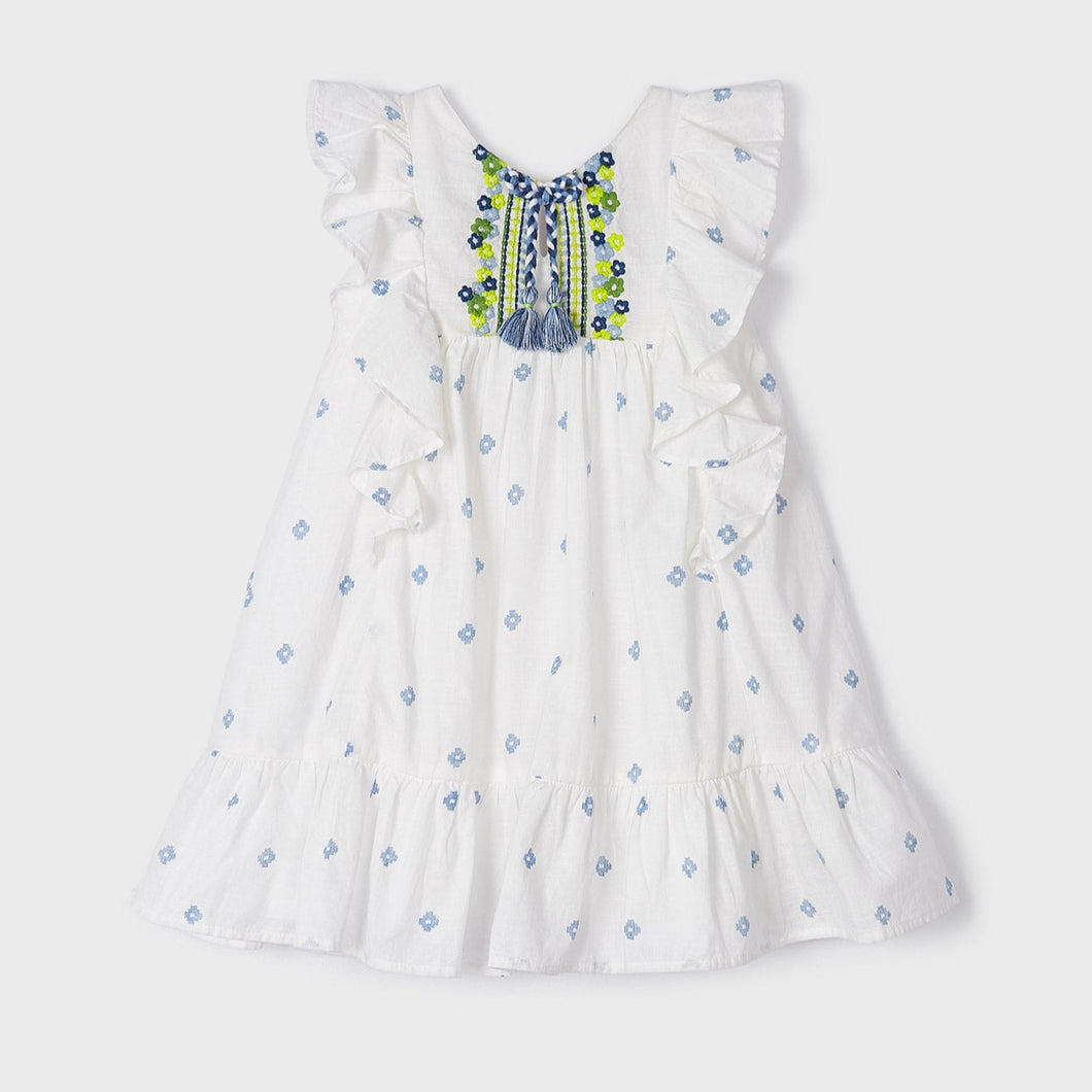 Mayoral Girl Embroidered Cotton Dress